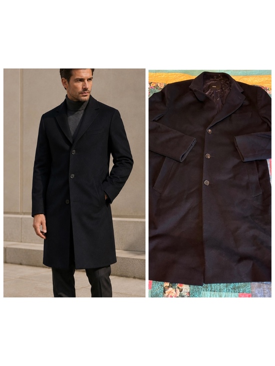 Boss Other - Hugo Boss $749 Wool/Cashmere Men's 46L Black Overcoat Size 46L